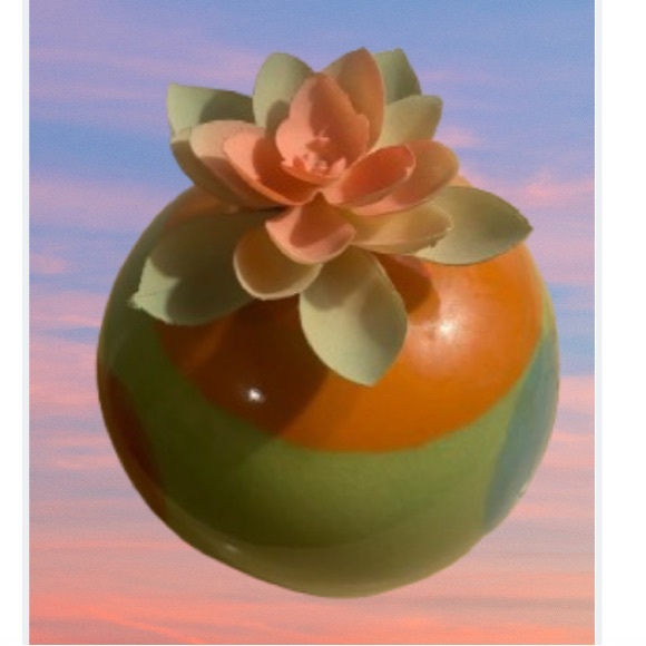 Crate & Barrel Round Roly Poly Ceramic Zoey Vase Multi-Color - Picture 1 of 11